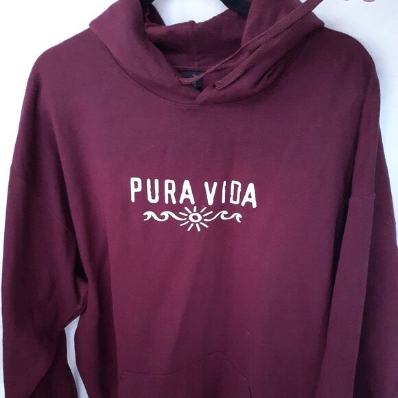 New XL Pura Vida Burgundy Red Pullover Hoodie - Picture 2 of 7